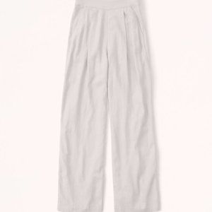 Linen-Blend Pull-On Wide Leg Pants